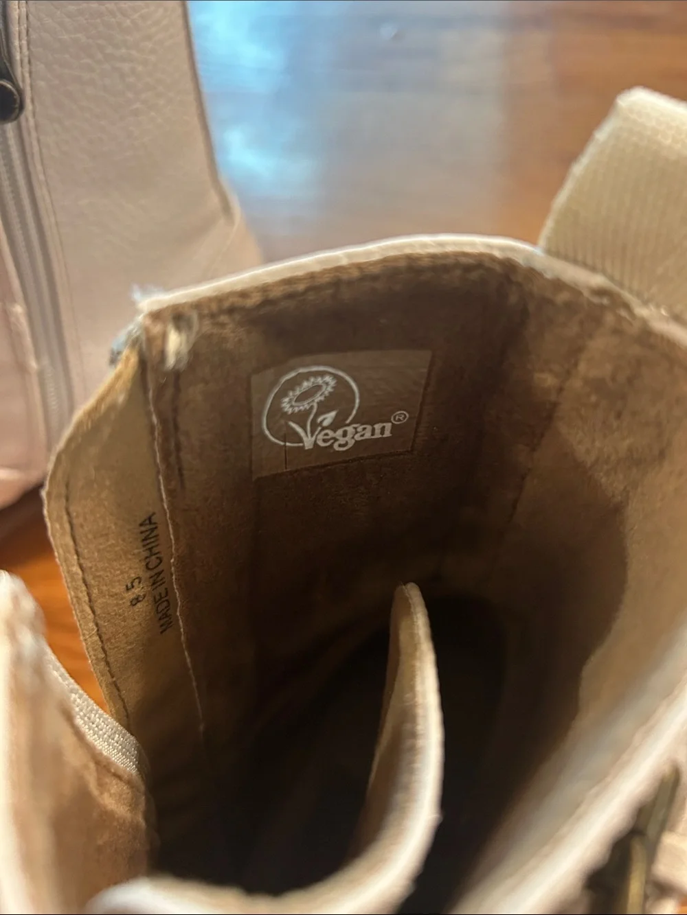 Women's Cream Buckle Strap Ankle Boots